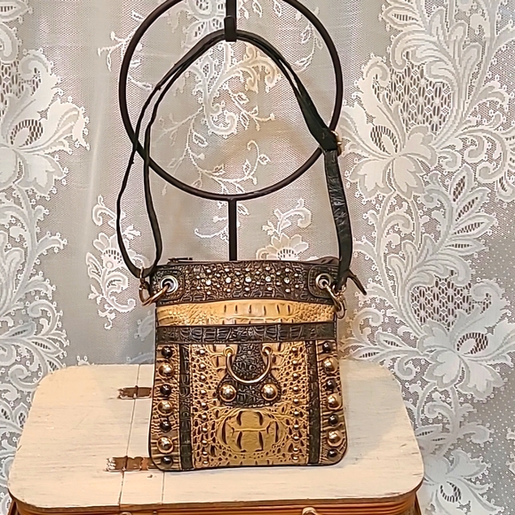 unbranded Handbags - Crocodile Embossed Leather Crossbody Bag Womens